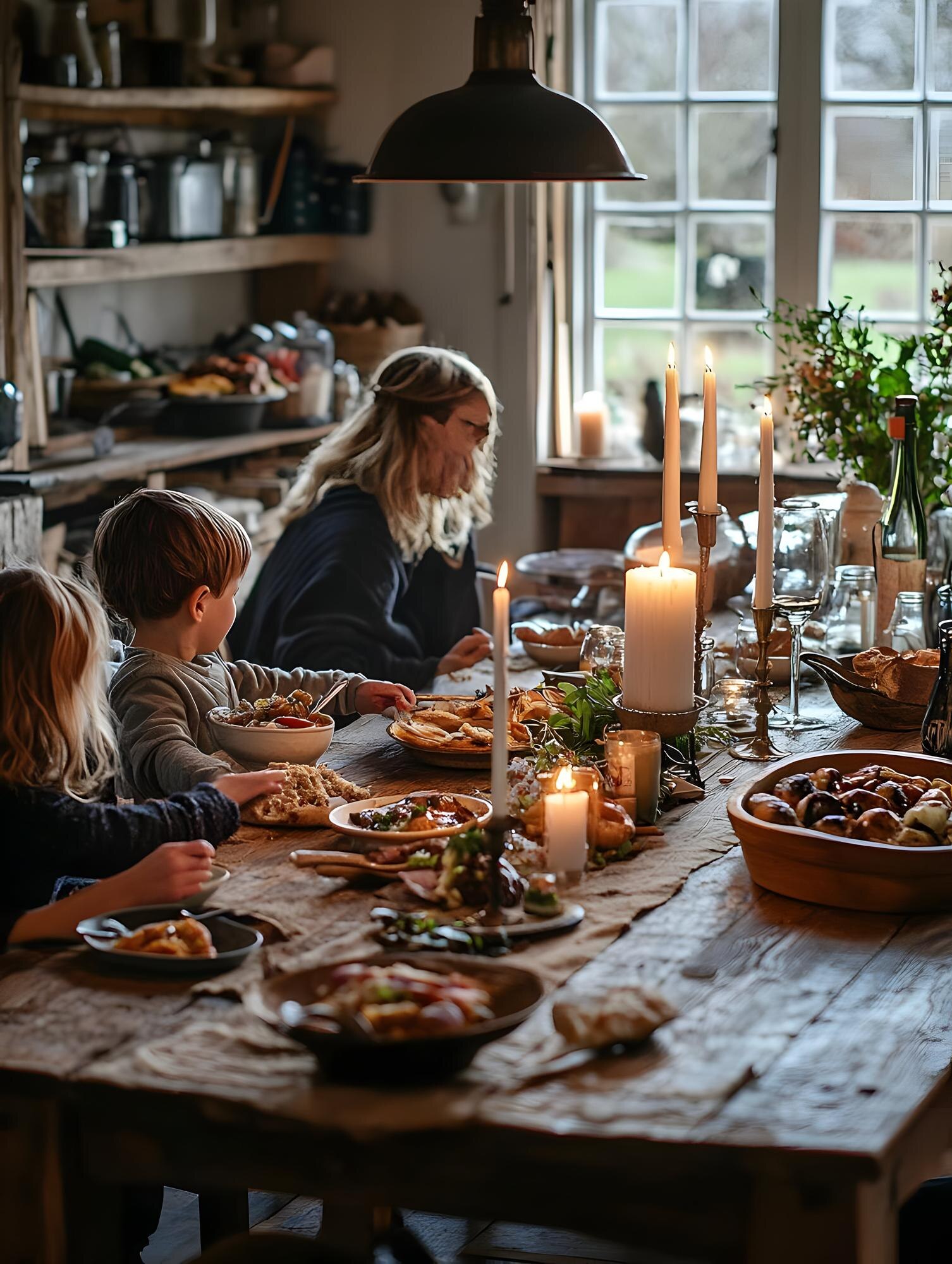 Dukat matbord med flera klassiska rätter