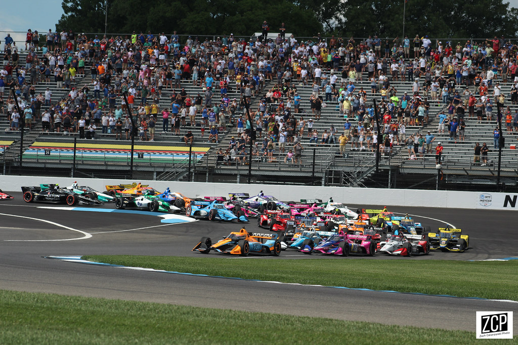 IndyCar-bilar vid race-start inför Freedom 250 i Washington 2026