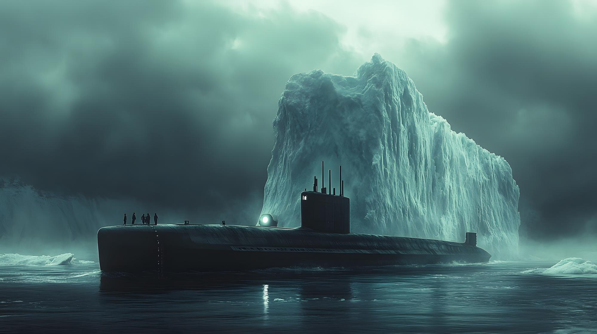 Illustrationsbild: ubåt i arktiskt hav. Bilden föreställer inte den ryska operationen vid Svalbard eller de faktiska fartyg som omnämns i artikeln.
