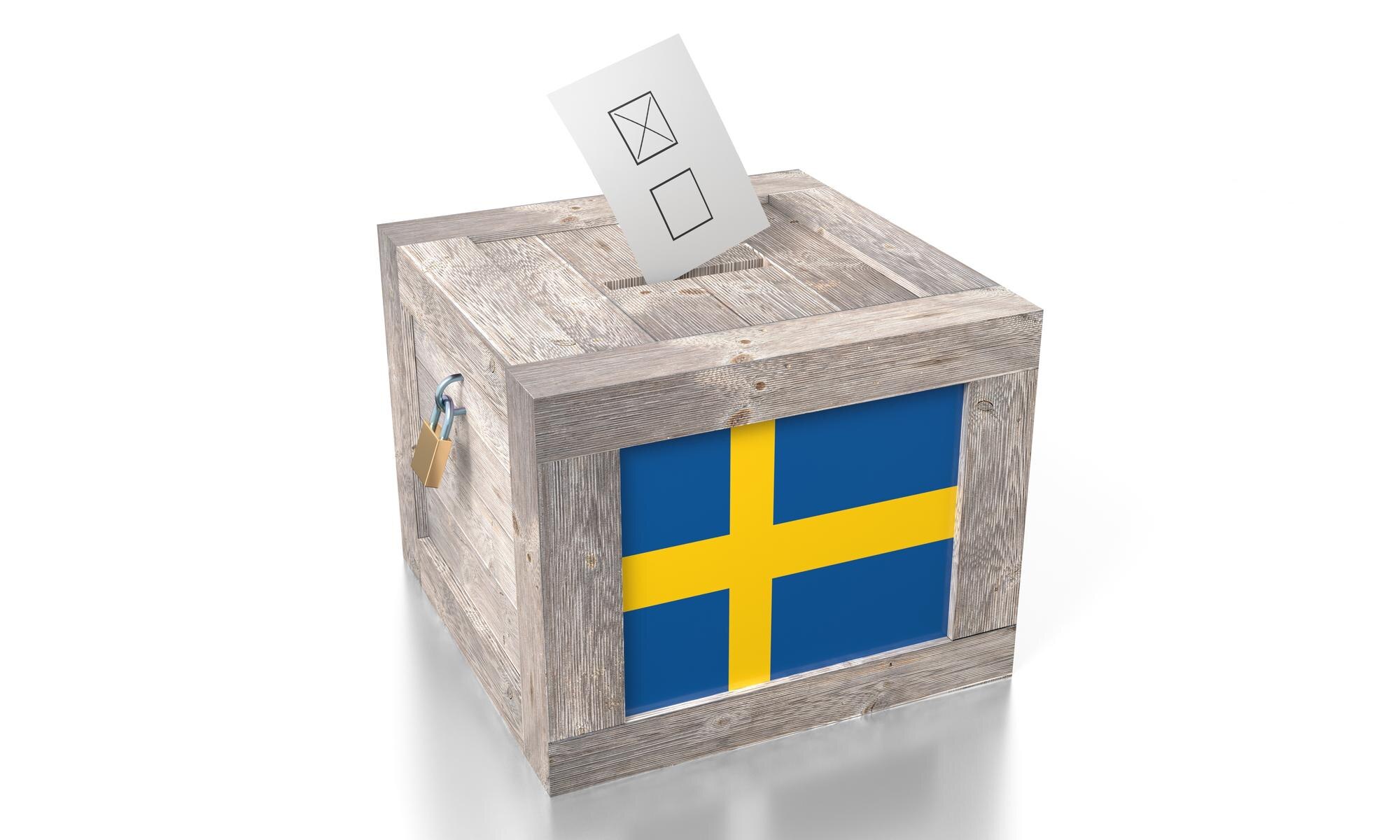 Svensk valurna med Sveriges flagga inför riksdagsvalet 2026
