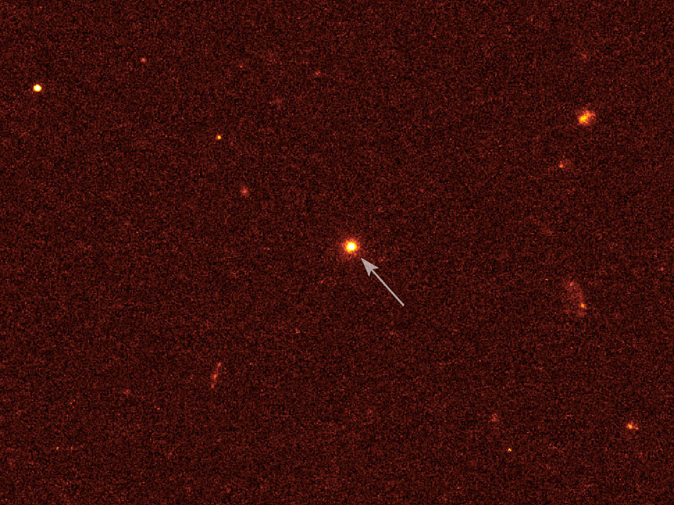 NASA-illustration av rymdteleskop som observerar en kraftig kosmisk explosion