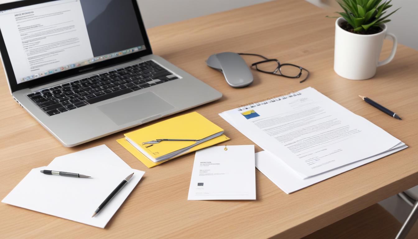 CV, ansökan och intervjuförberedelser som illustrerar vägen till första jobbet utan erfarenhet