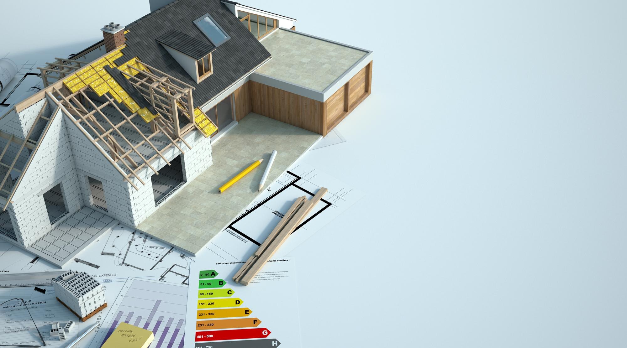 Illustrationsbild av en villa och energieffektivisering inför Villaeffekten 2026; bilden dokumenterar inte Boverkets e-tjänst eller en verklig ansökan.
